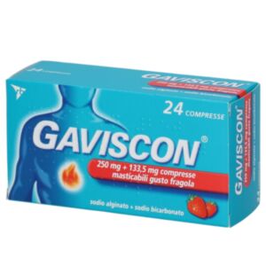24352205 Gaviscon 250 mg + 133.5 mg Compresse Masticabili Gusto Fragola 24 compresse